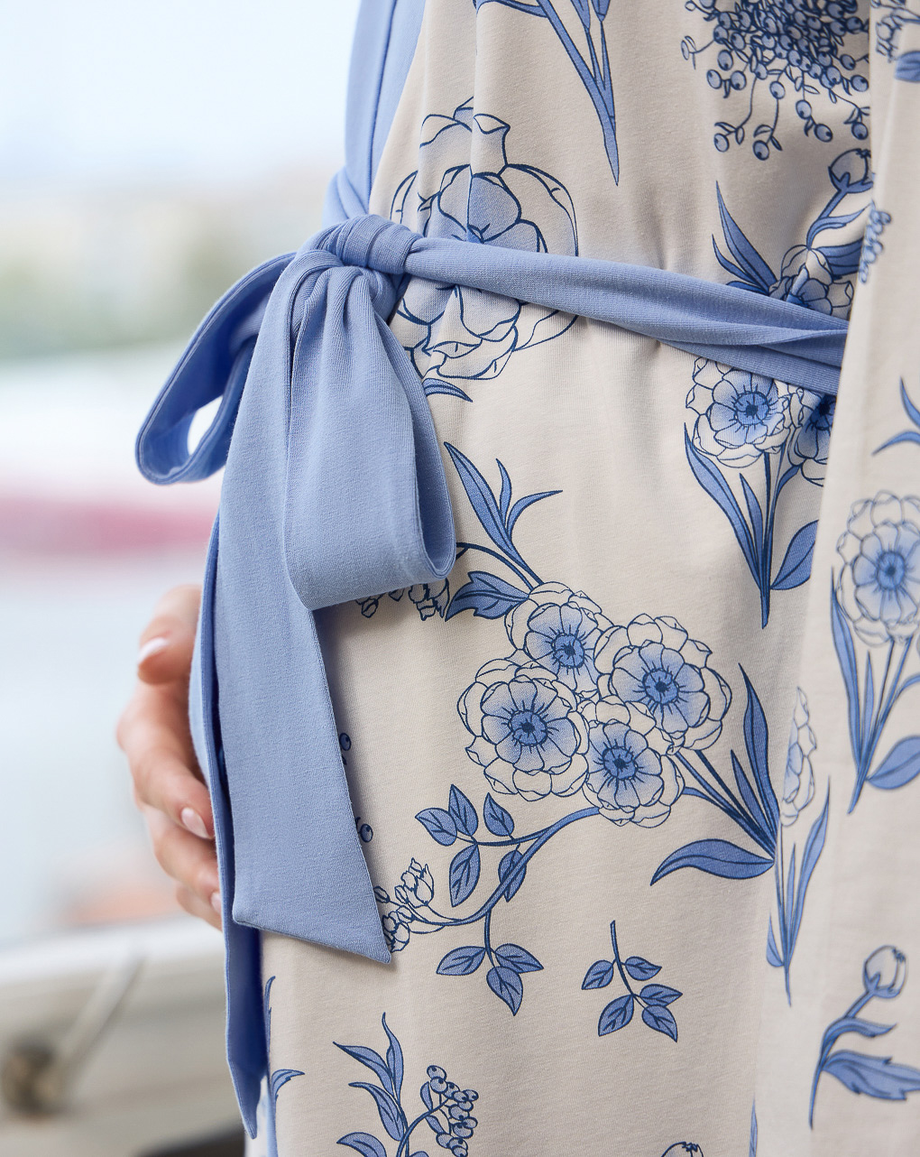 Vestaglia kimono donna bianca/blu organic cotton - Prénatal