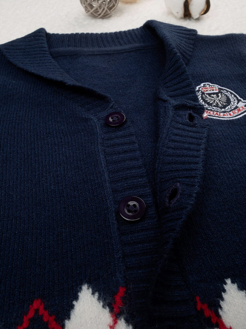 Cardigan tricot bimbo blu rombi - Prénatal