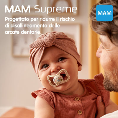 MAM Supreme: progettato per ridurre il rischio di disallineamento delle arcate dentarie