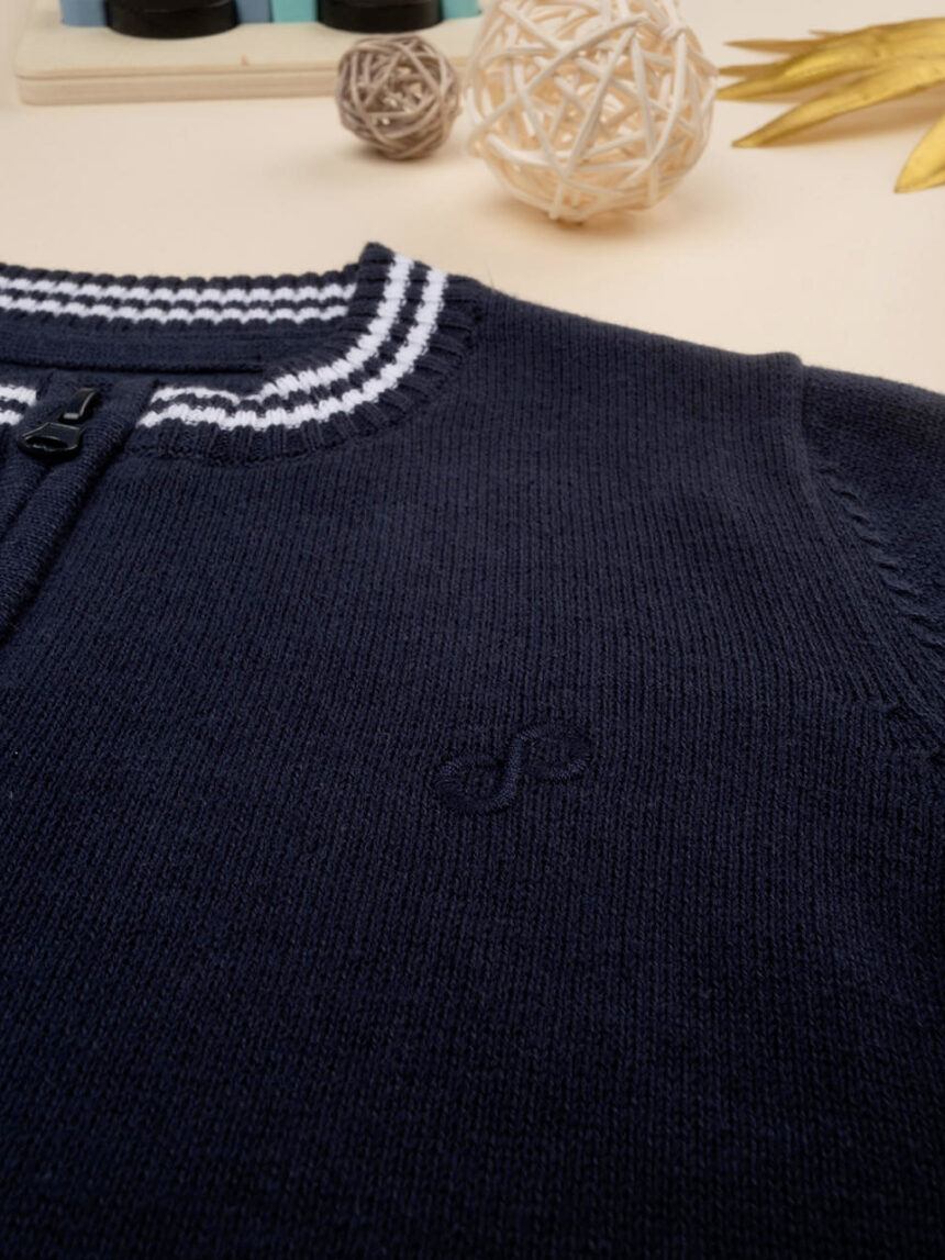 United Colors Of Benetton Felpa Cardigan Con Zip – Ciniglia A Coste, Cappuccio Con Orecchie, Blu, 12 Mesi, Unisex