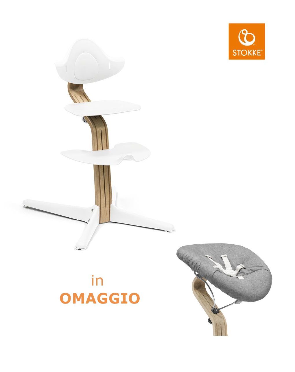 Nomi chair oak white + nomi newborn set white / grey pink - stokke® - Stokke