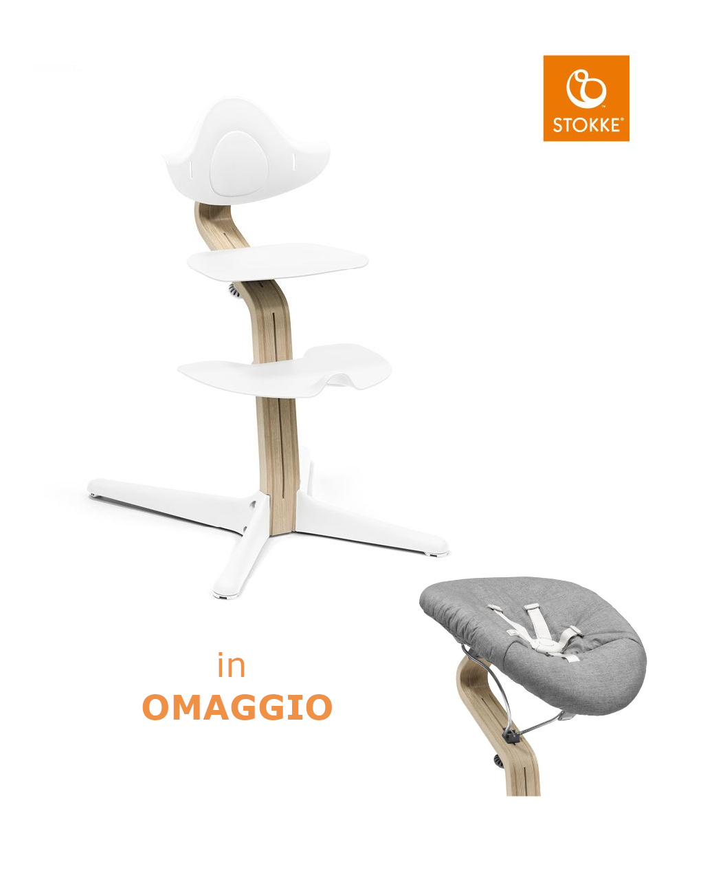 Nomi chair natural white + nomi newborn set white / grey pink - stokke® - Stokke
