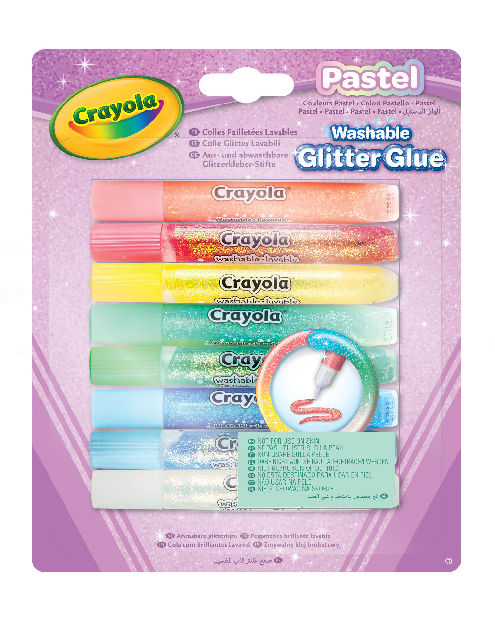 Colle glitter lavabili - confezione da 8 pezzi - crayola pastel - Crayola
