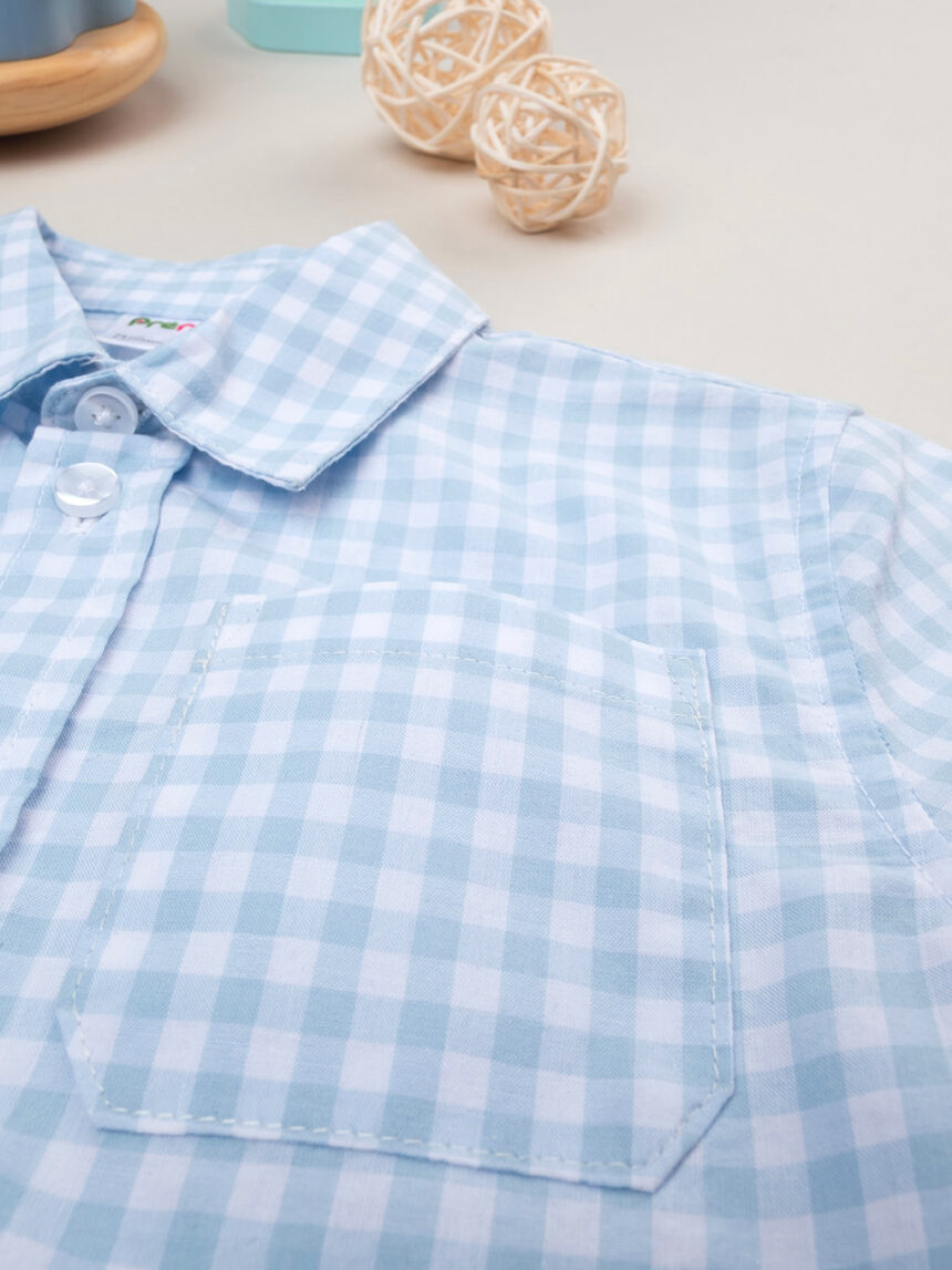 Chemise Homme Livergy Neuve - Taille L - Azur/blanche à Carreaux - Linen Mix