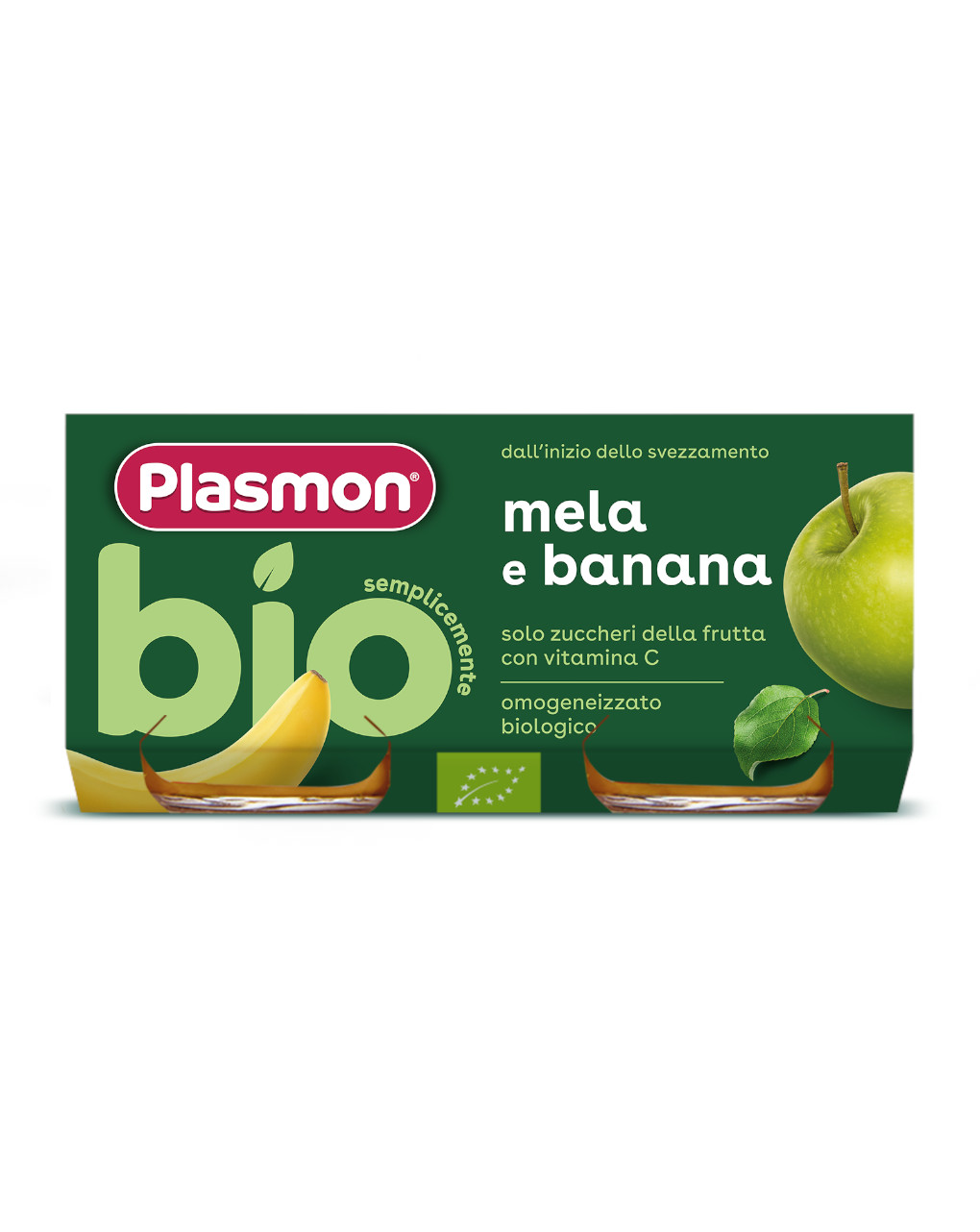 Omogeneizzato di banana e mela bio - 2 x 80 gr - plasmon - Plasmon