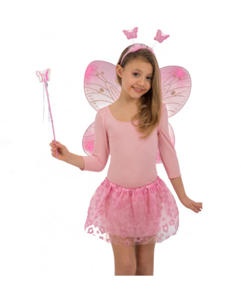 Set farfalla rosa bimba (ali h. cm. 45x40 + gonna + cerchietto e bacchetta) - carnival toys