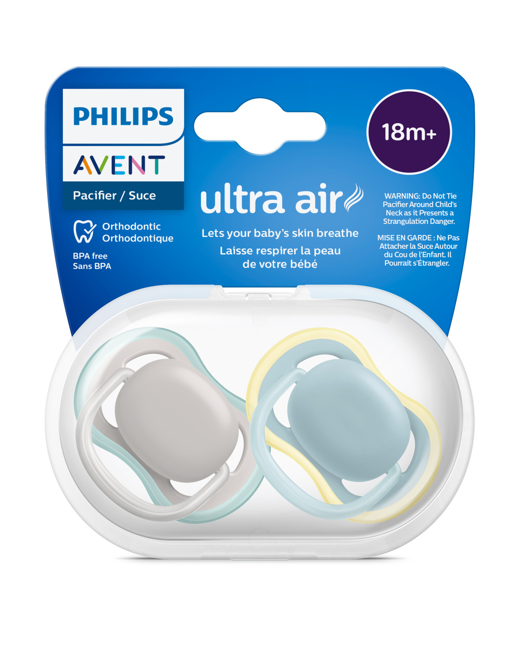 2 ciucci ultra air 18+ mesi colore grigio/blu - philips avent - Philips Avent
