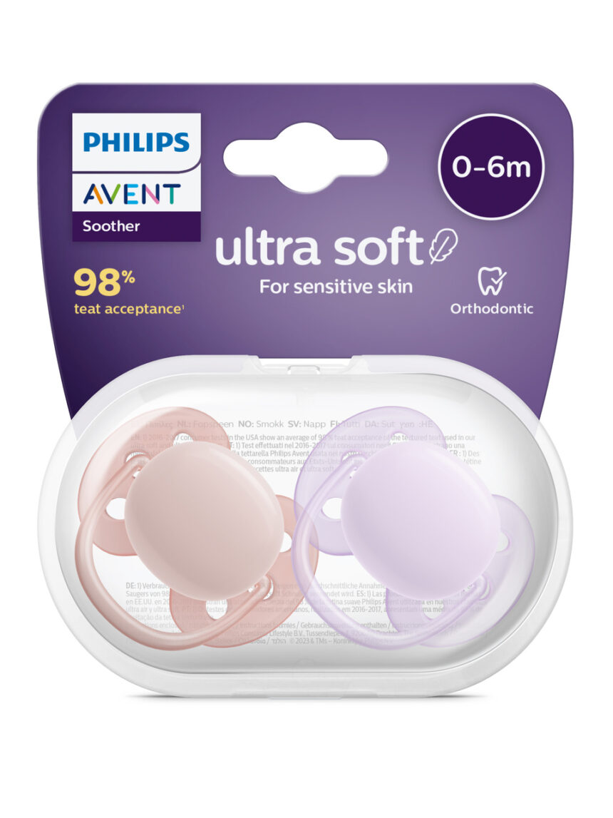 Philips Avent Ciuccio notturno ultra air SCF085/58 0-6 mesi 4 pezzi  verde/viola 