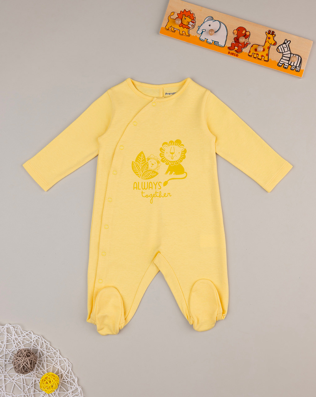 Tutina gialla neonato con stampa