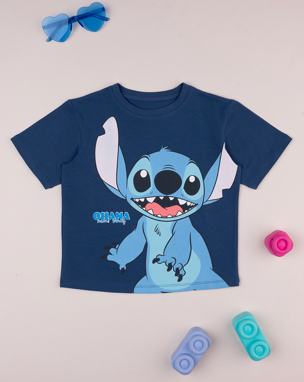 T-shirt mini me bambino blu "stitch"