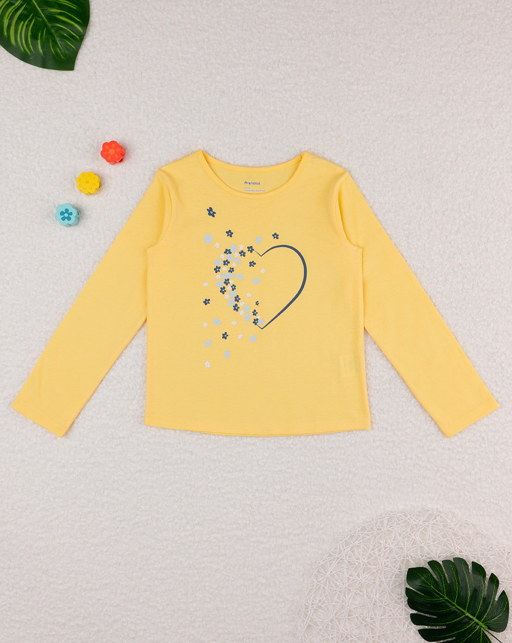 T-shirt jersey bimba gialla "cuore"