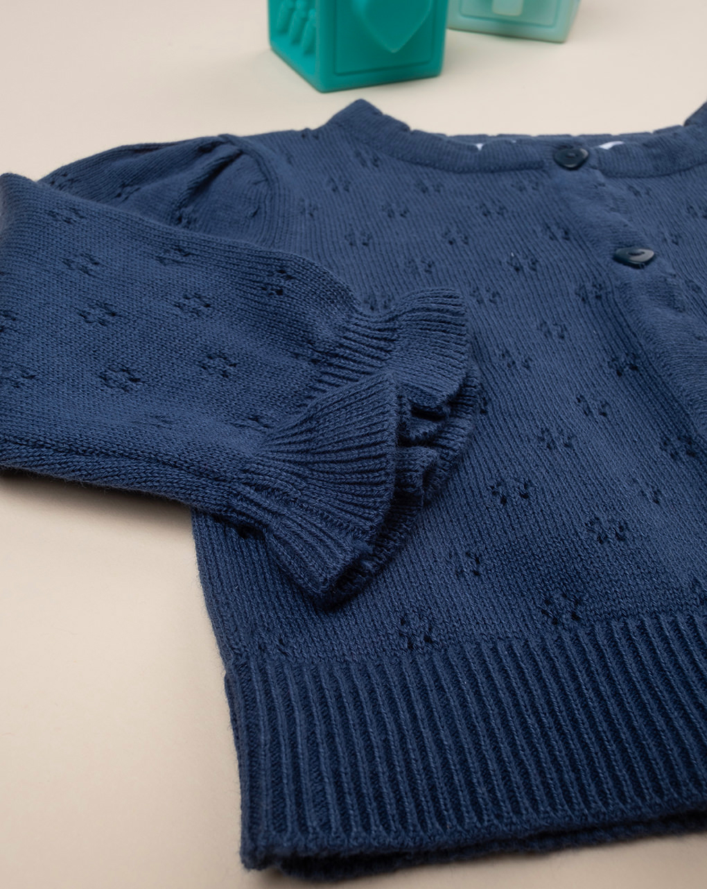 Cardigan tricot blu scuro bimba traforato - Prénatal