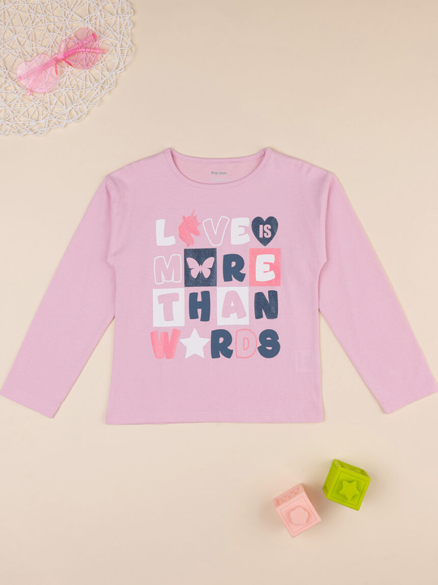 T-shirt bambina rosa con stampa - Prénatal