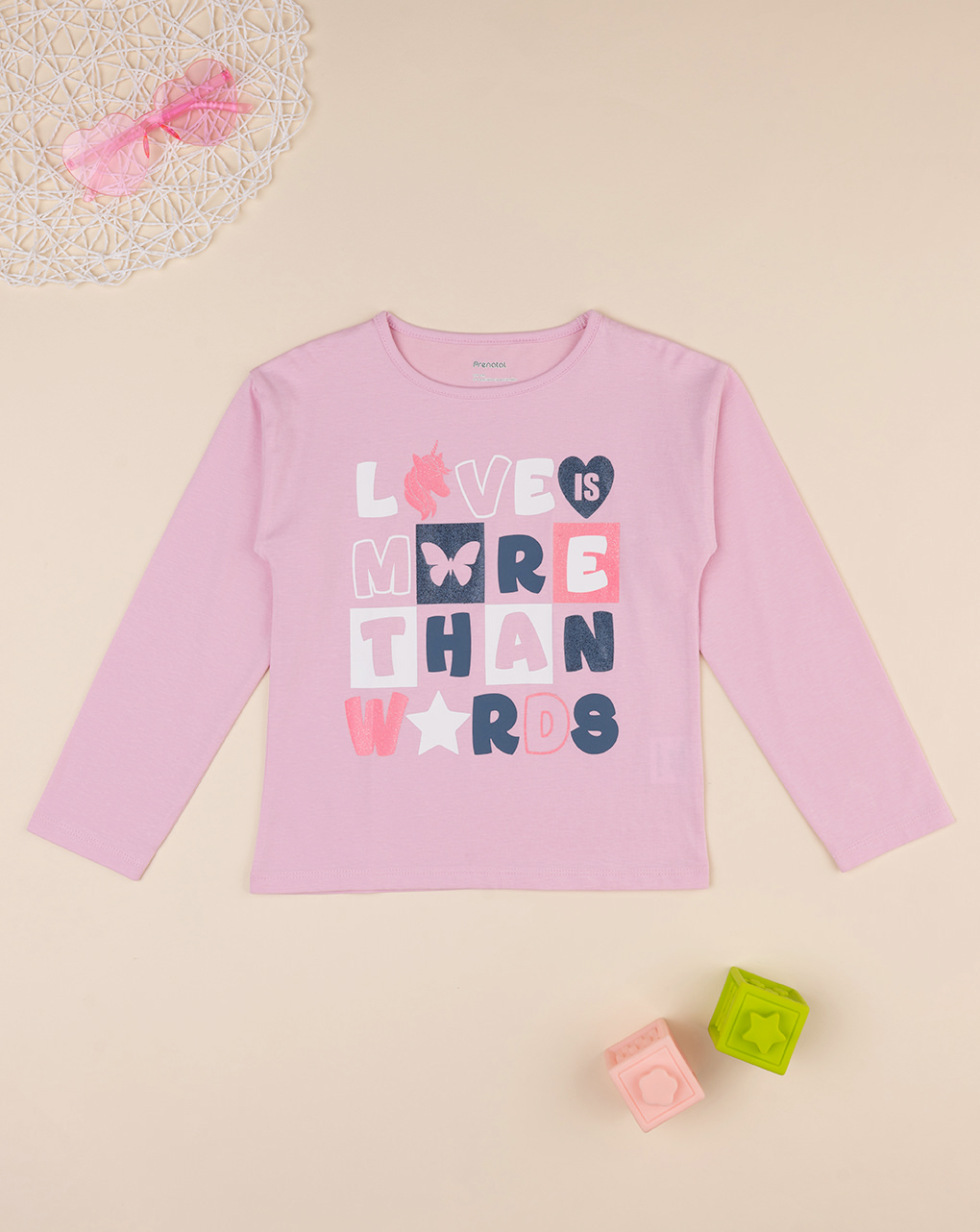 T-shirt bambina rosa con stampa