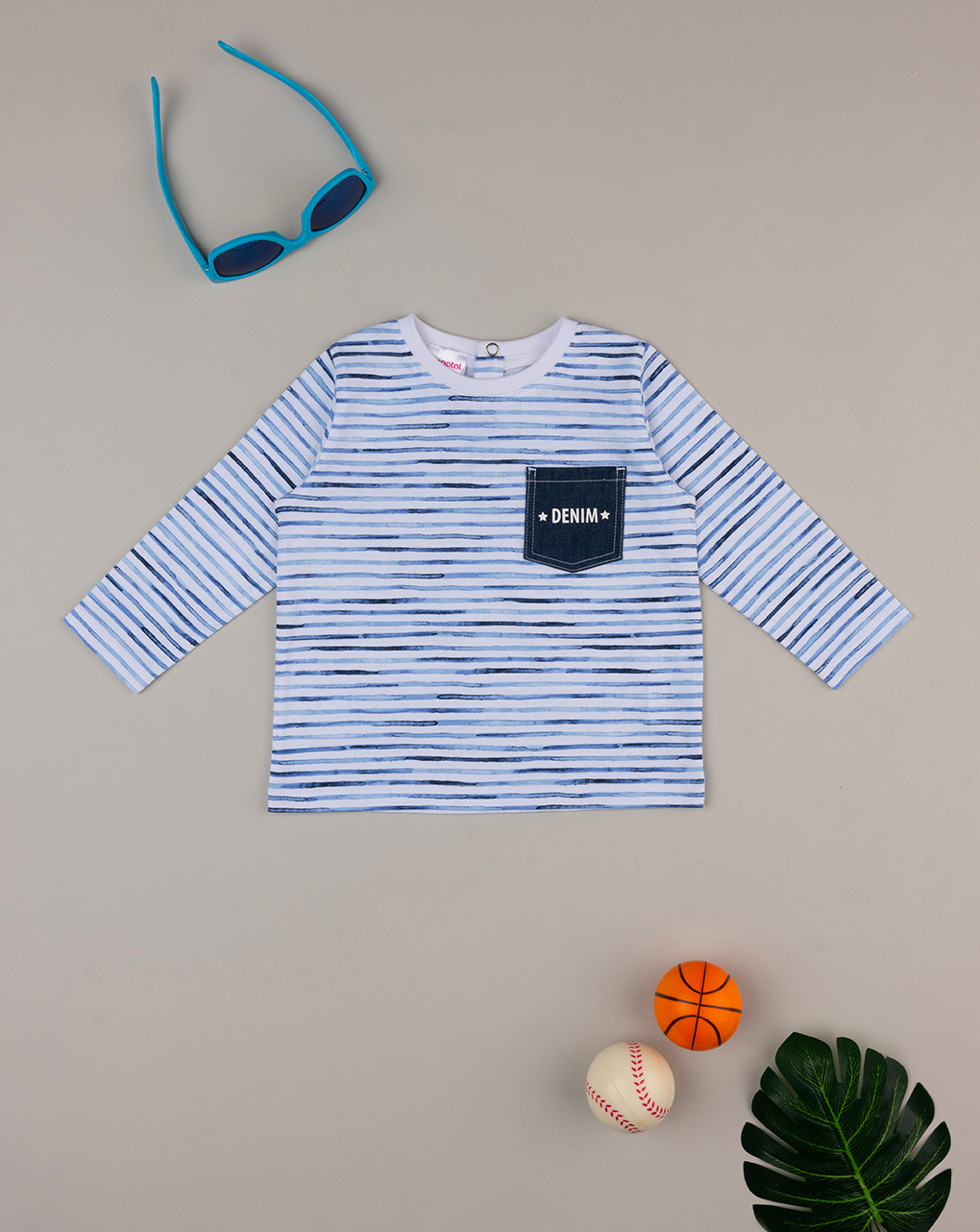 T-shirt bimbo rigata blu - Prénatal