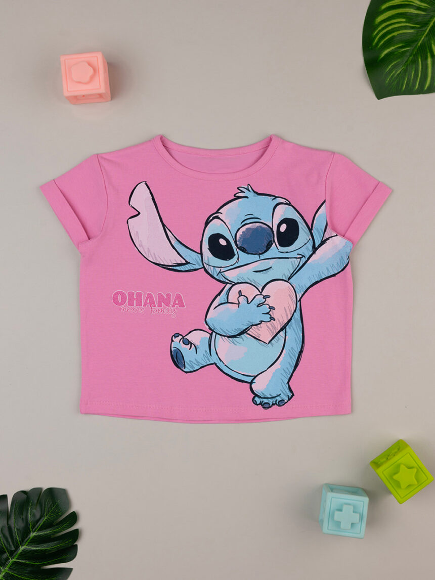 T-shirt bambina rosa "stitch" - Prénatal