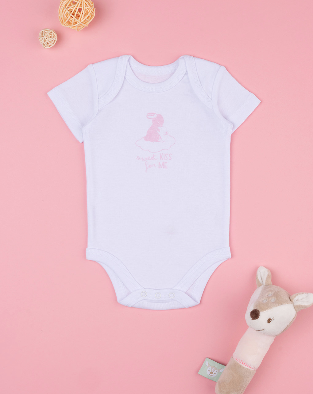 Body bianco neonata mezza manica con stampa - Prénatal