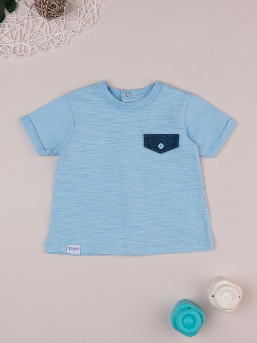 T-shirt bimbo azzurra con taschina - Prénatal