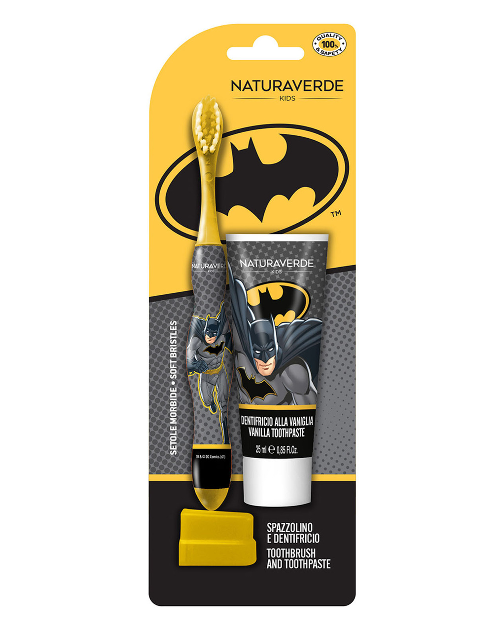 Kit oral care batman (dentifricio vaniglia 25ml + spazzolino) - naturaverde - NaturaVerde