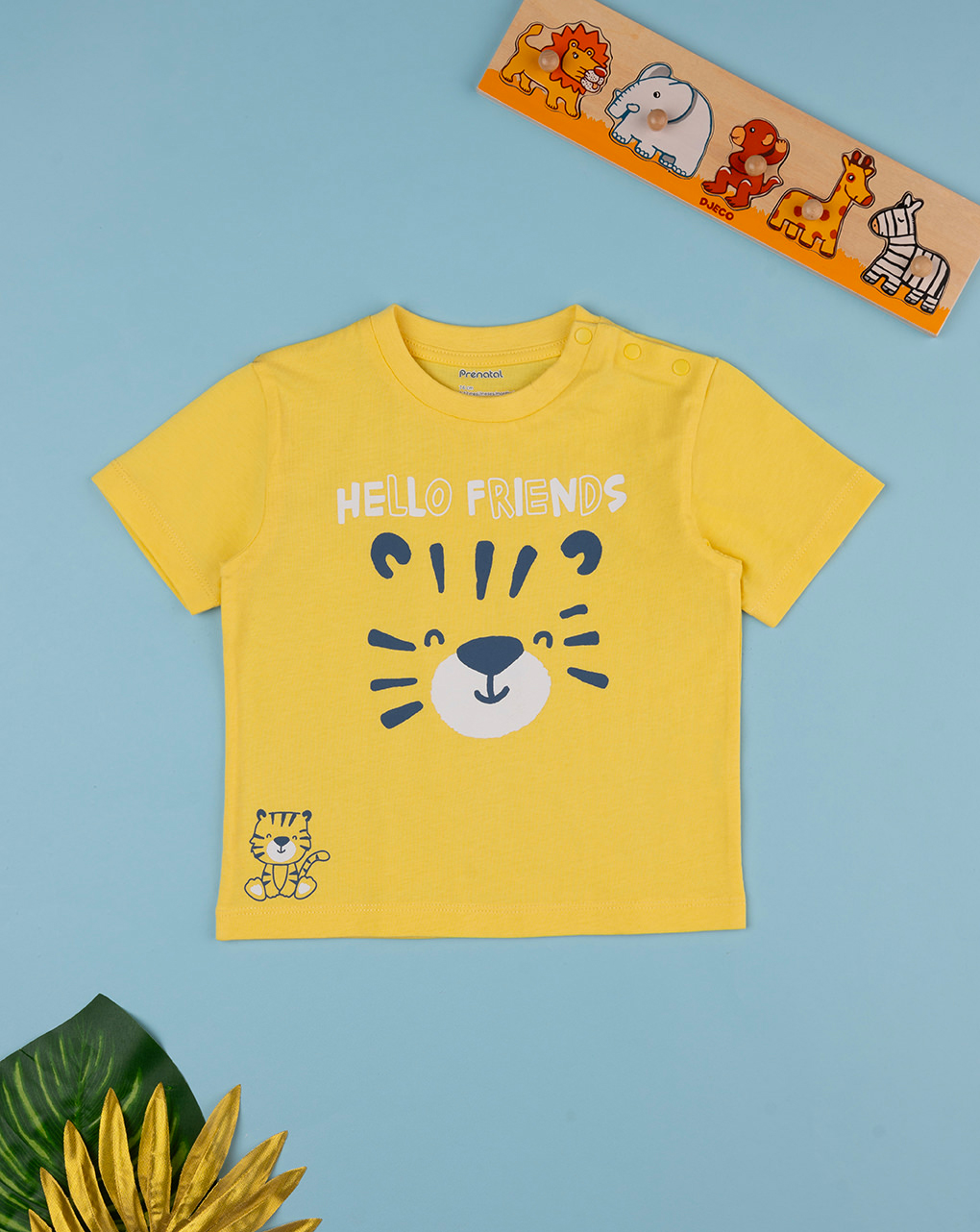 T-shirt bimbo gialla stampata