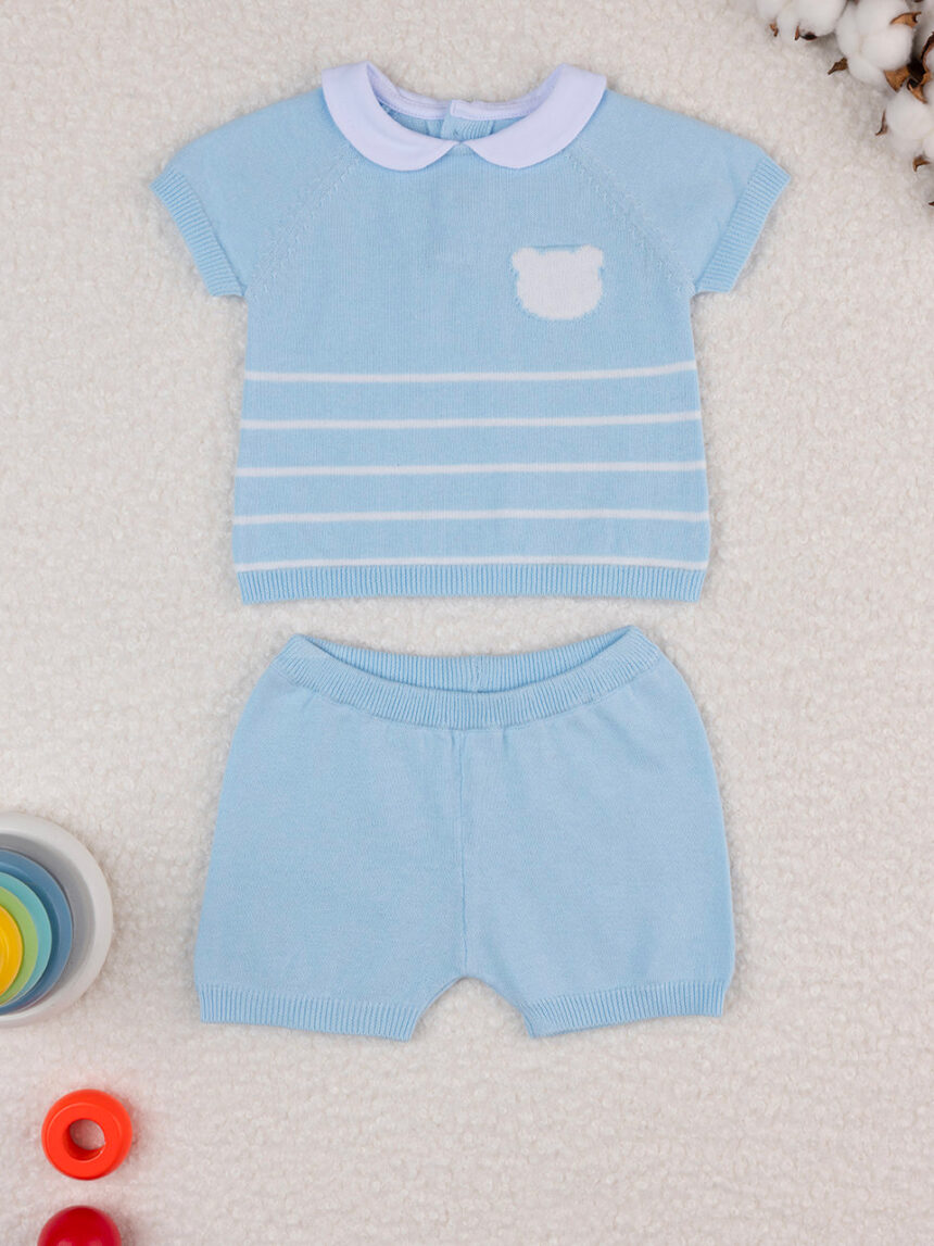 Completo tricot neonato azzurro - Prénatal