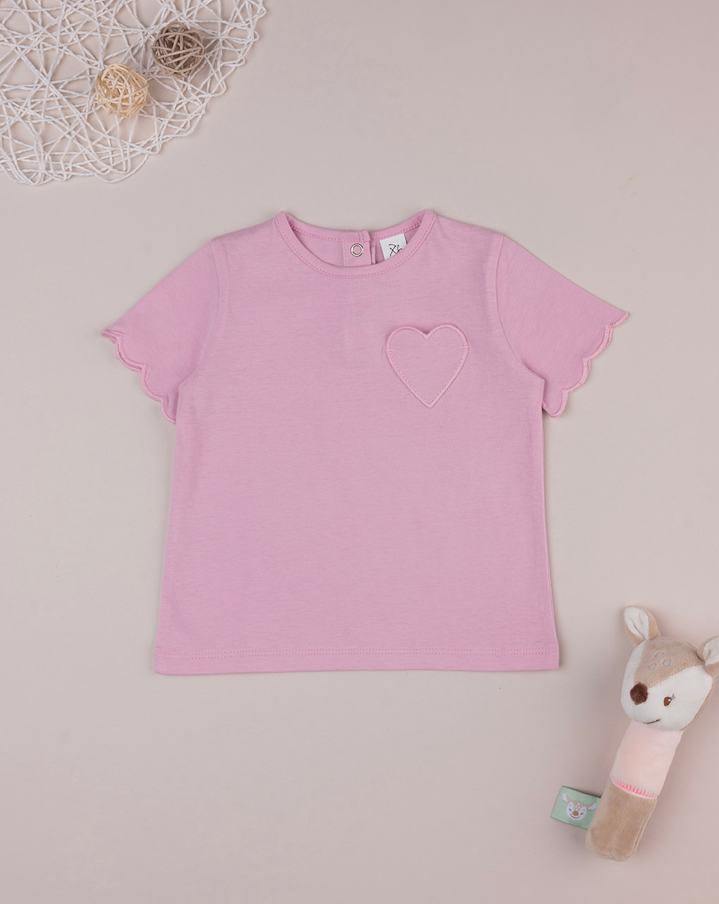 T-shirt rosa bimba a maniche corte