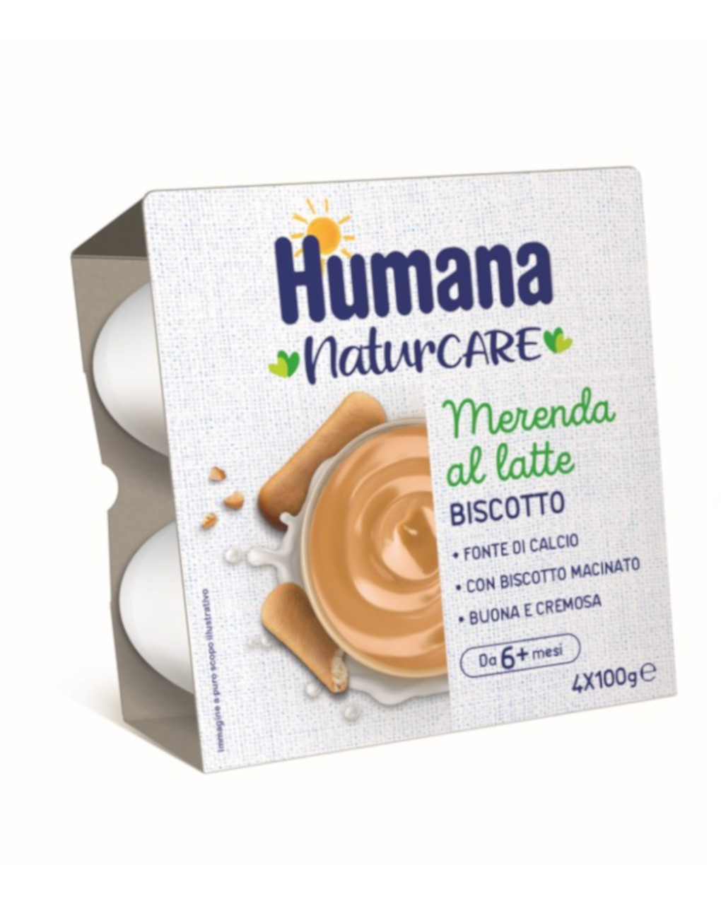 Merenda al latte biscotto 4x100g - humana - Humana