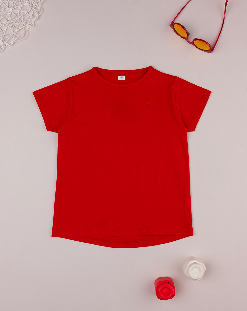 T-shirt rossa basica bambina