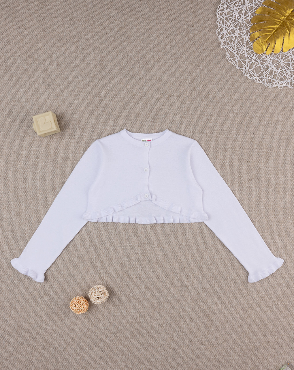 Cardigan bianco in tricot bambina