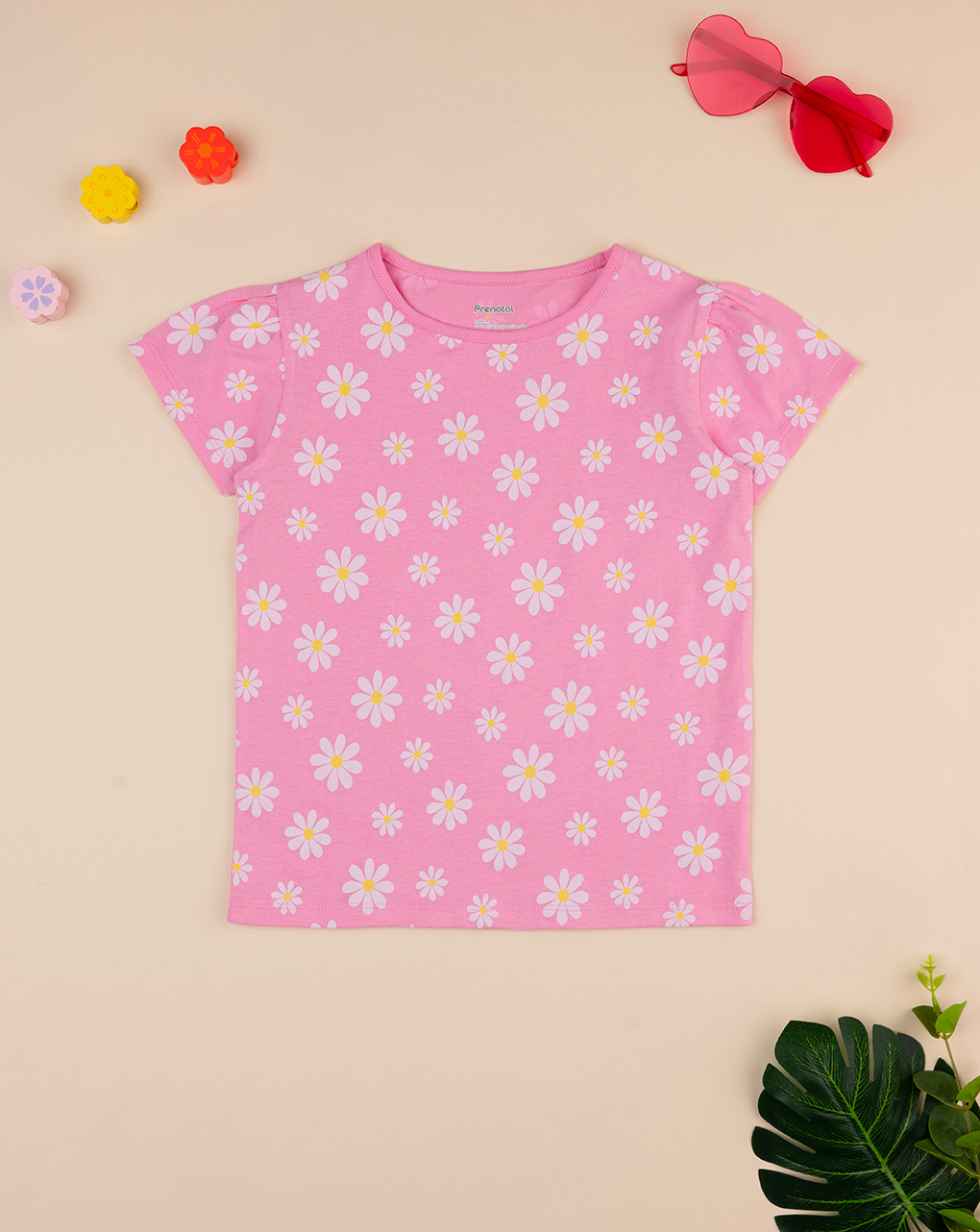 T-shirt bambina rosa stampata
