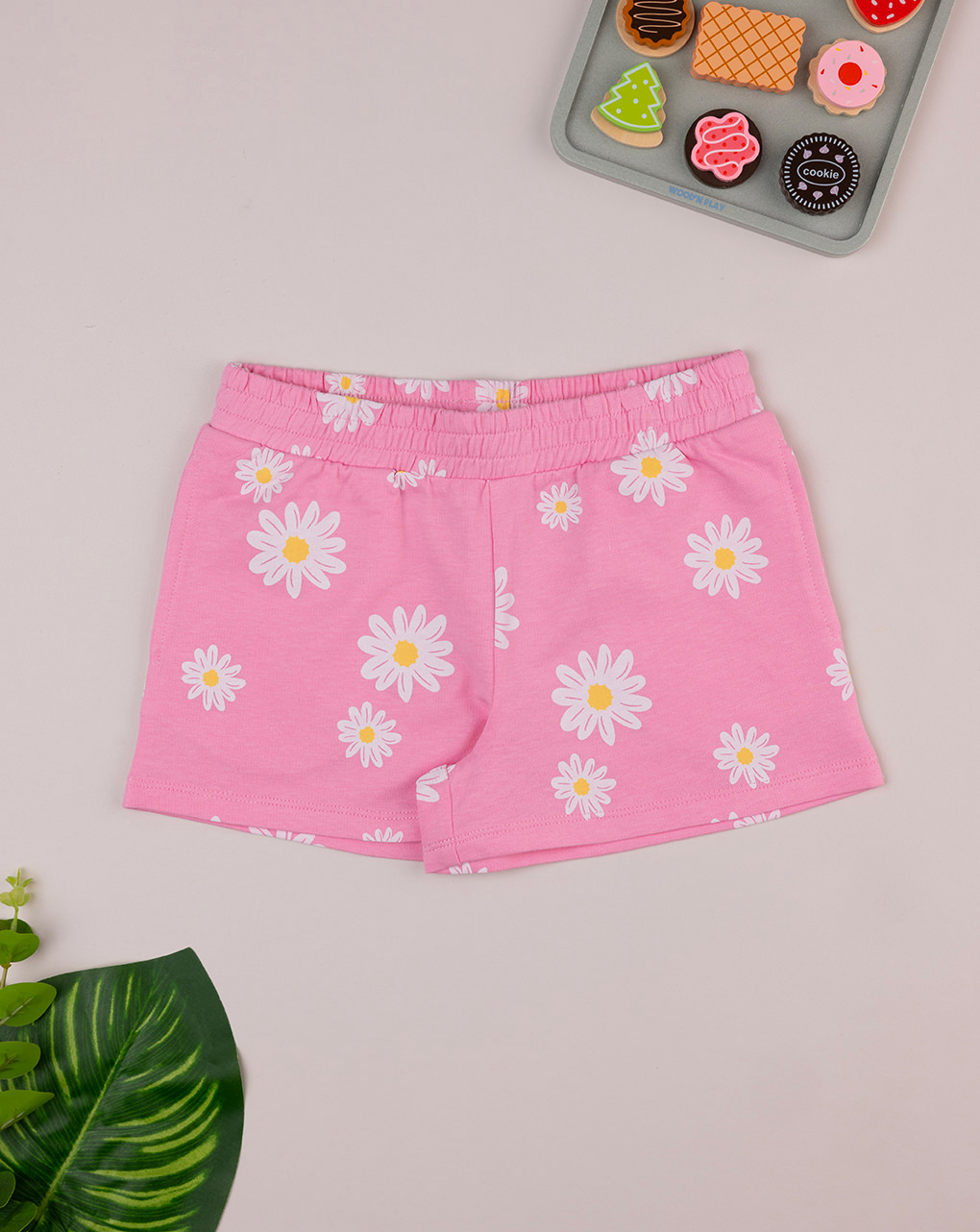 Shorts in felpina rosa "margherite"