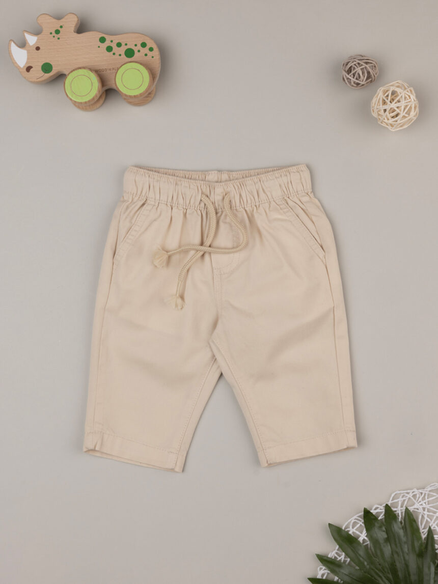 Pantalone beige bimbo in popeline - Prénatal
