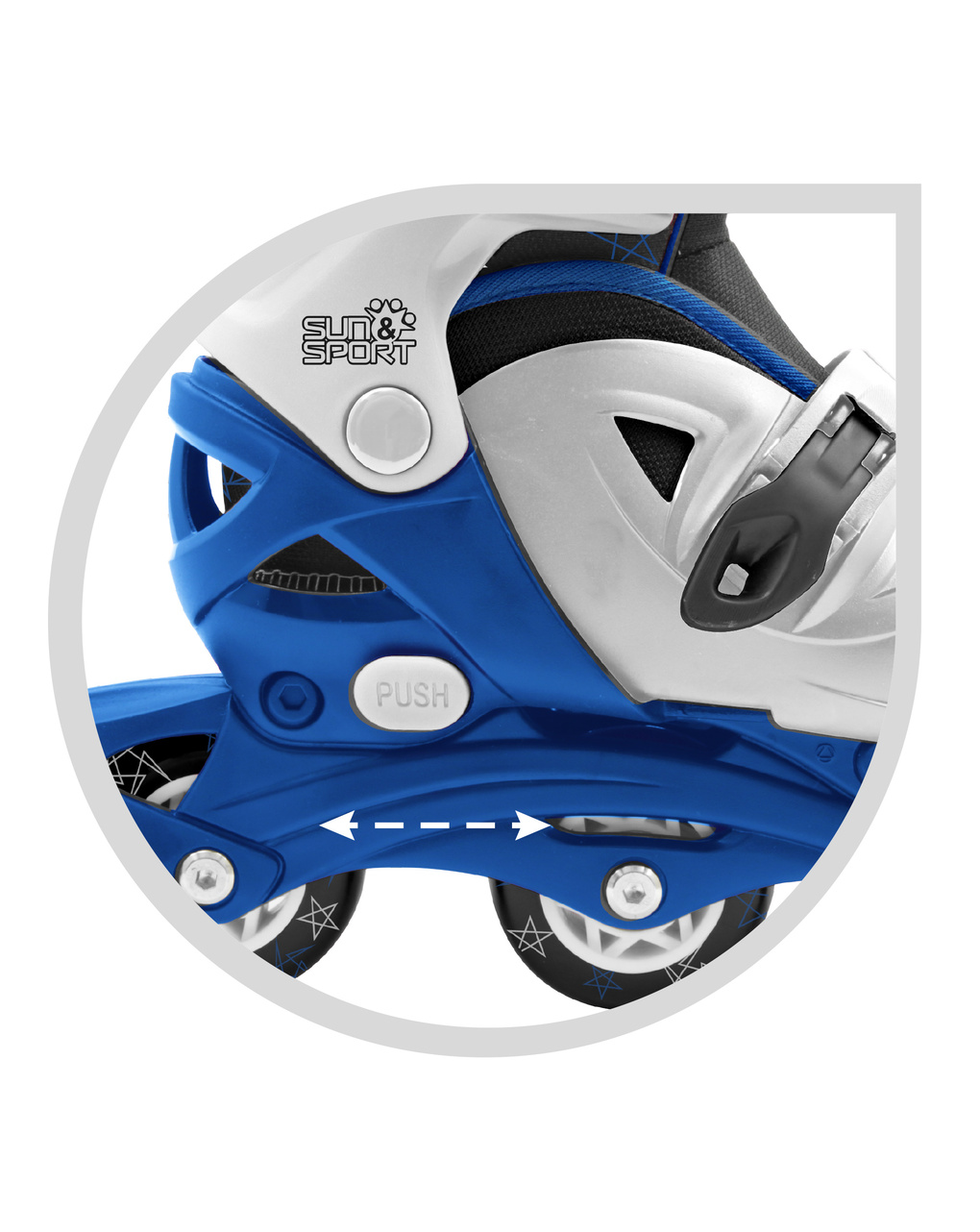 Pattini in linea 4 ruote blu- taglia 31-35 - sun&sport - Sun&Sport
