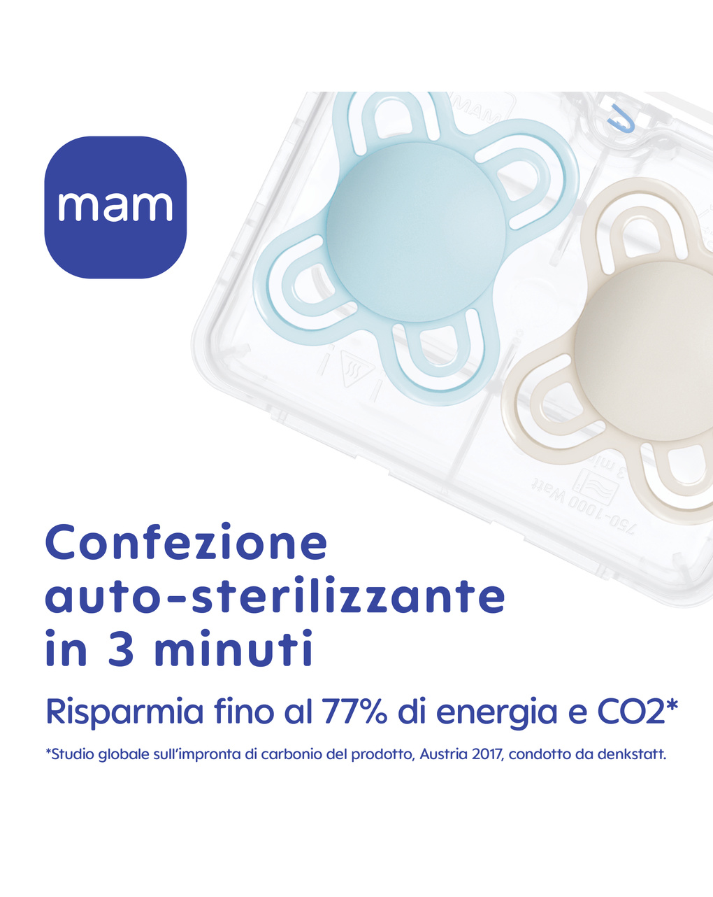 Succhietto perfect start 0-2m silicone bio-circolare conf.singola verde e blu- mam