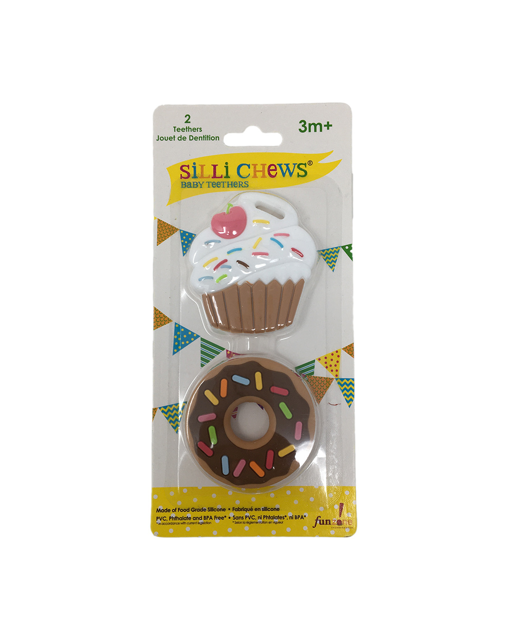 Set giocattoli dentizione - mini cupcake + mini donut  +3m  - silly chews - Sille Chews