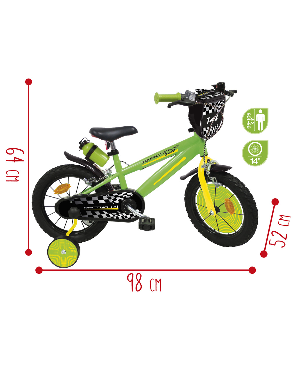 Bicicletta 14'' - verde - sun&sport - Sun&Sport