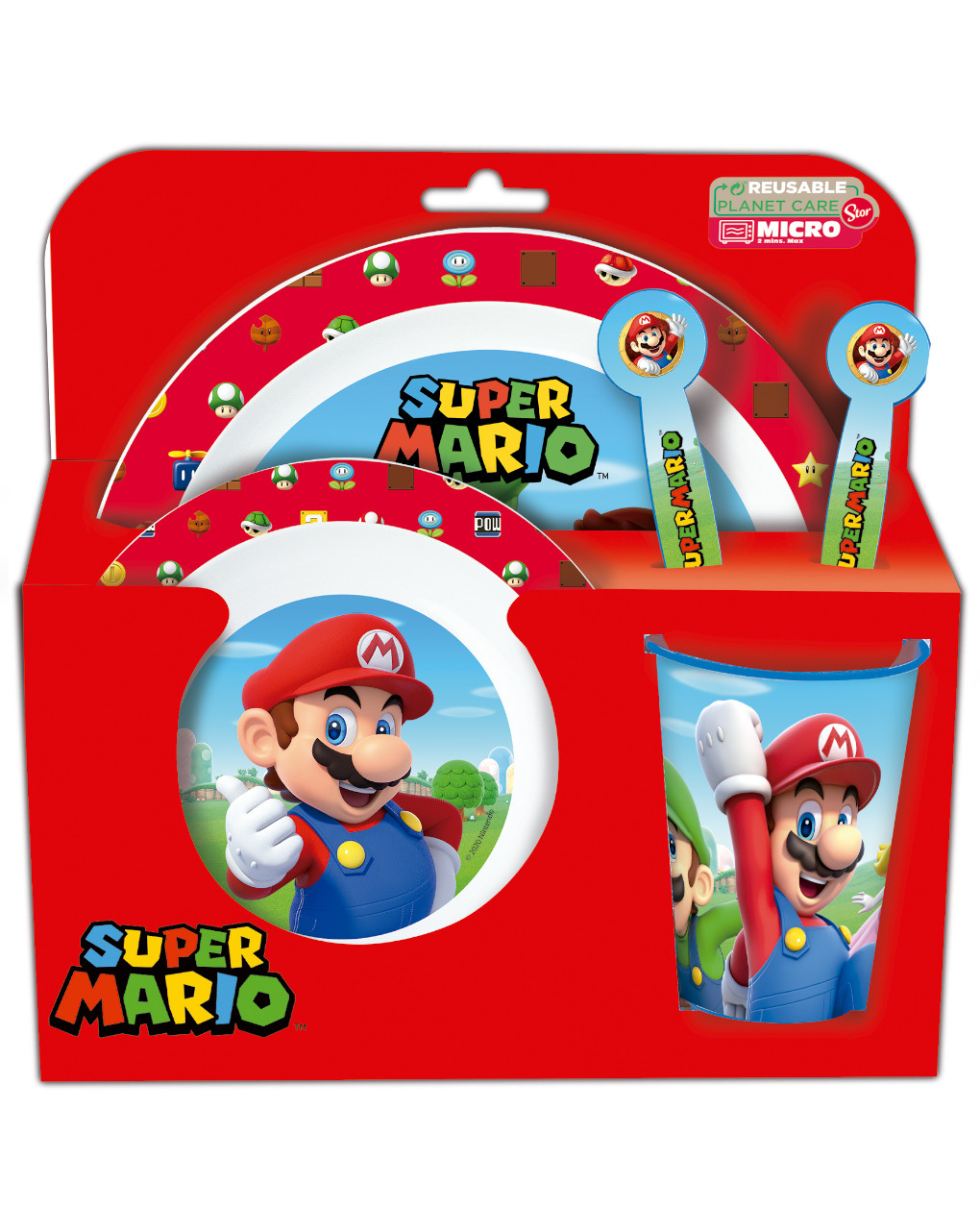 Set stoviglie 5 pezzi per microonde - super mario - Super Mario