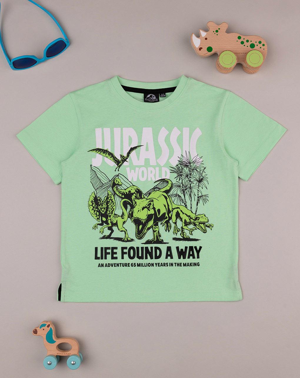 T-shirt verde bambino "jurassic"