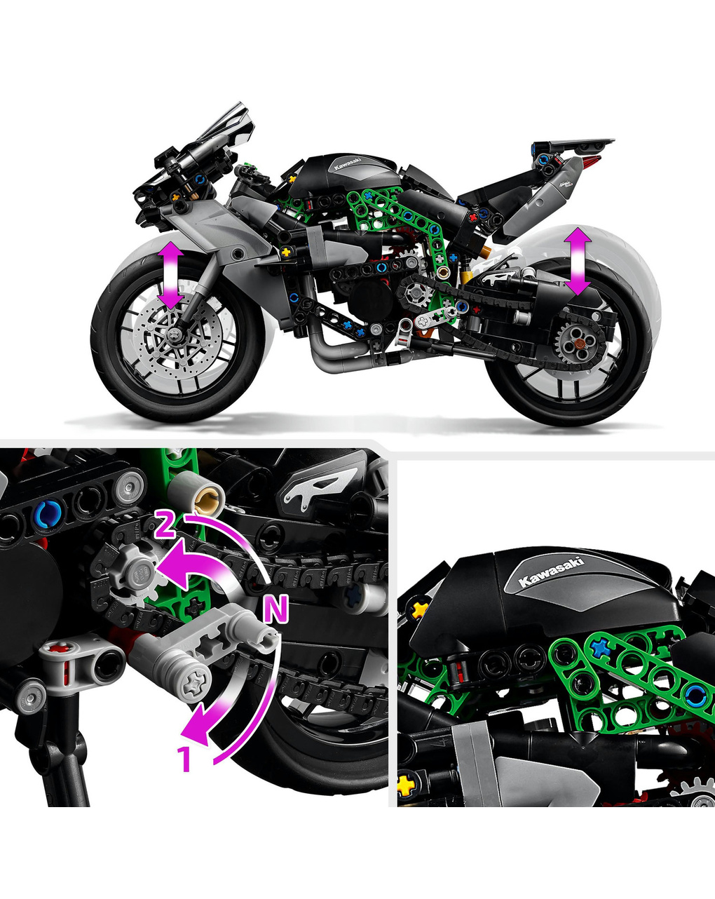 Motocicletta kawasaki ninja h2r - 42170 - lego technic - LEGO