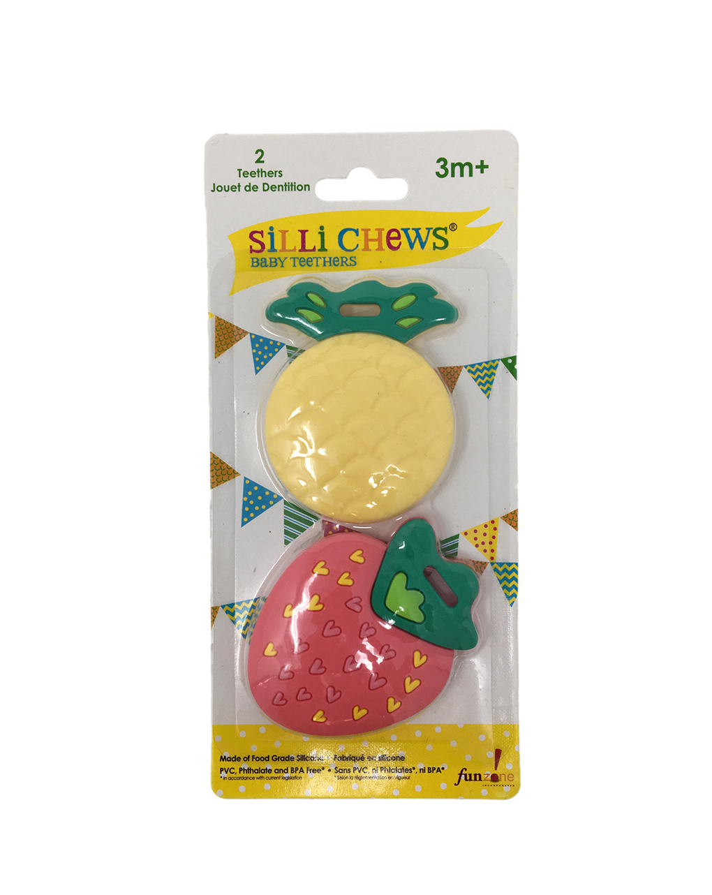 Set giocattoli dentizione - mini ananas + mini fragola +3m  - silly chews - Sille Chews