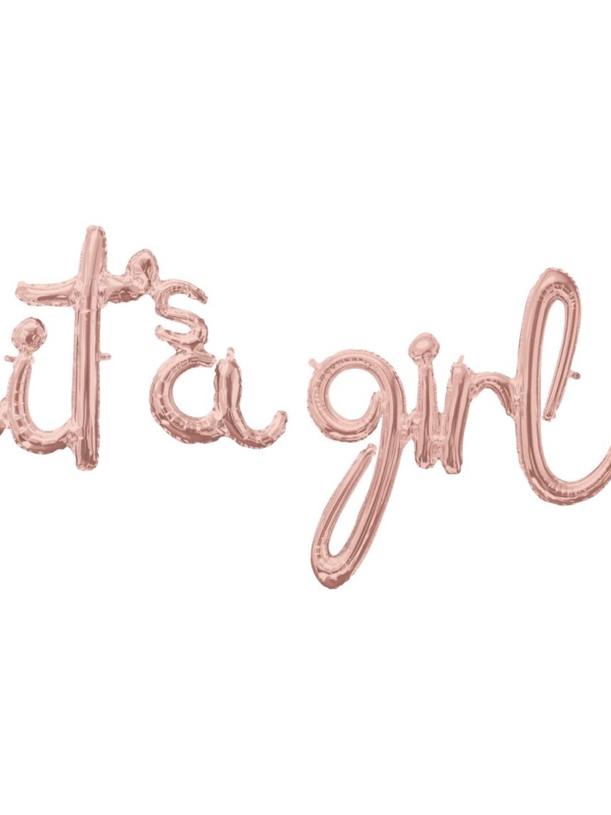 Pallone scritta - it's a girl - rosa gold ad aria - Bigiemme
