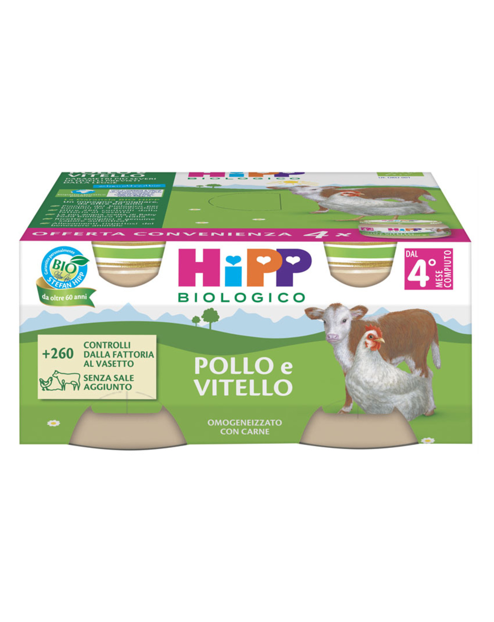 Omogeneizzato pollo e vitello 4x80g - hipp