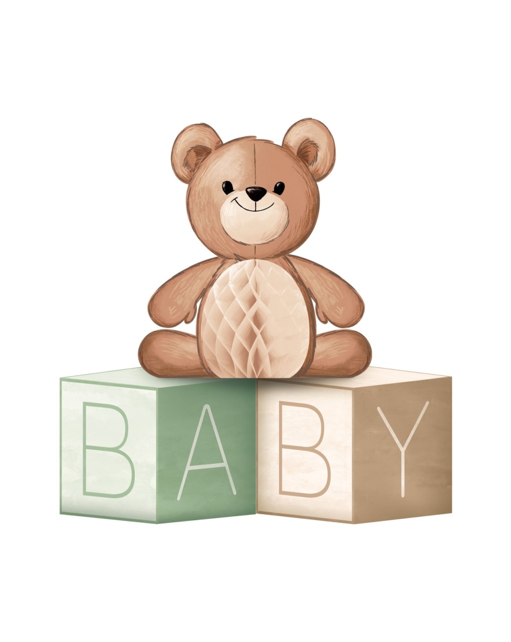 Centrotavola - baby blocks - 15 x 15 cm - teddy bear