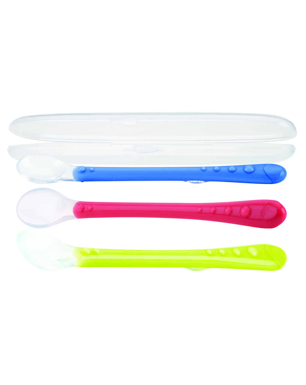 Cucchiaino colori assortiti in silicone con custodia 6m+ | nuby - Nuby