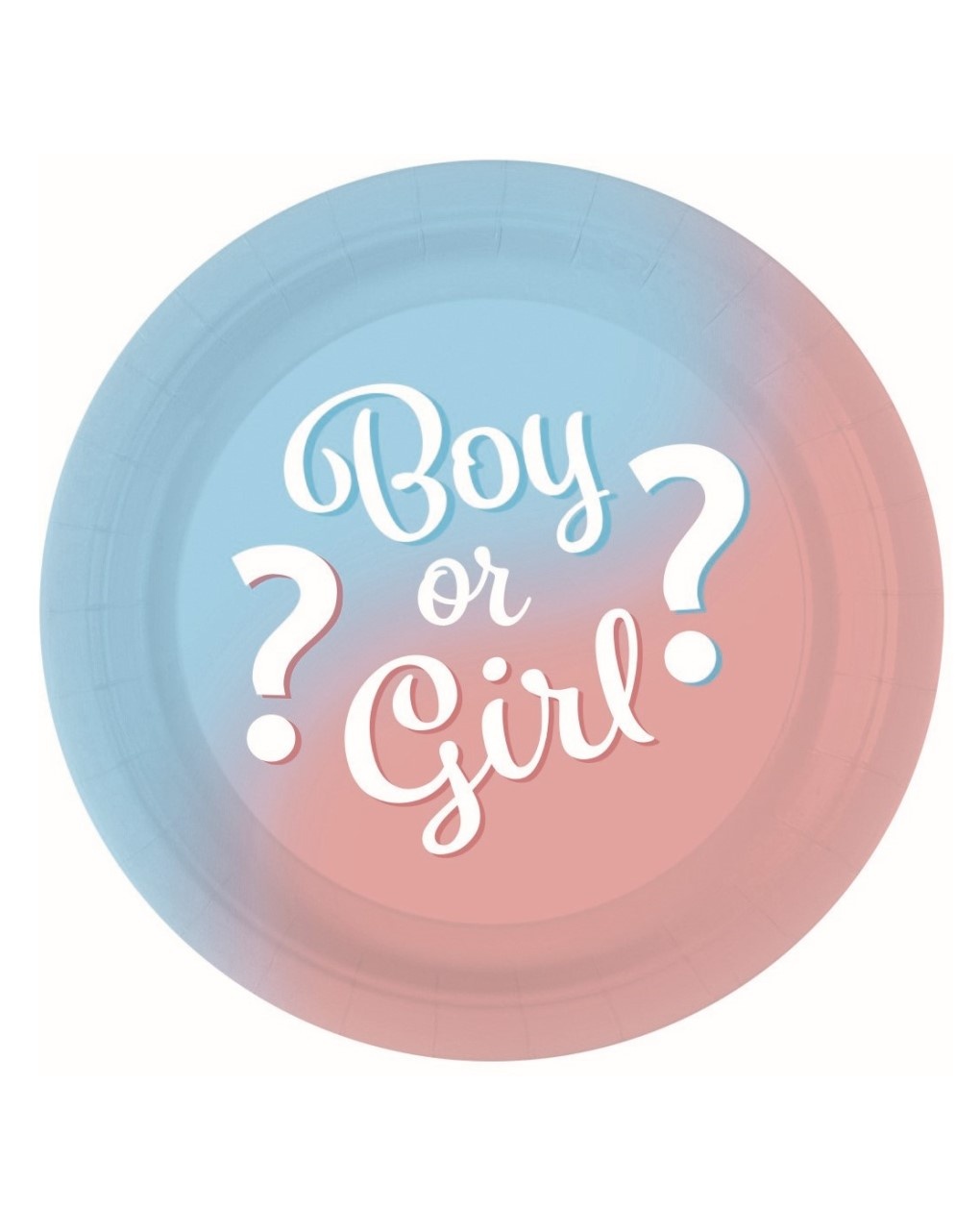 Piatto carta 23 cm - 8 pezzi - baby gender reveal - boy or girl?