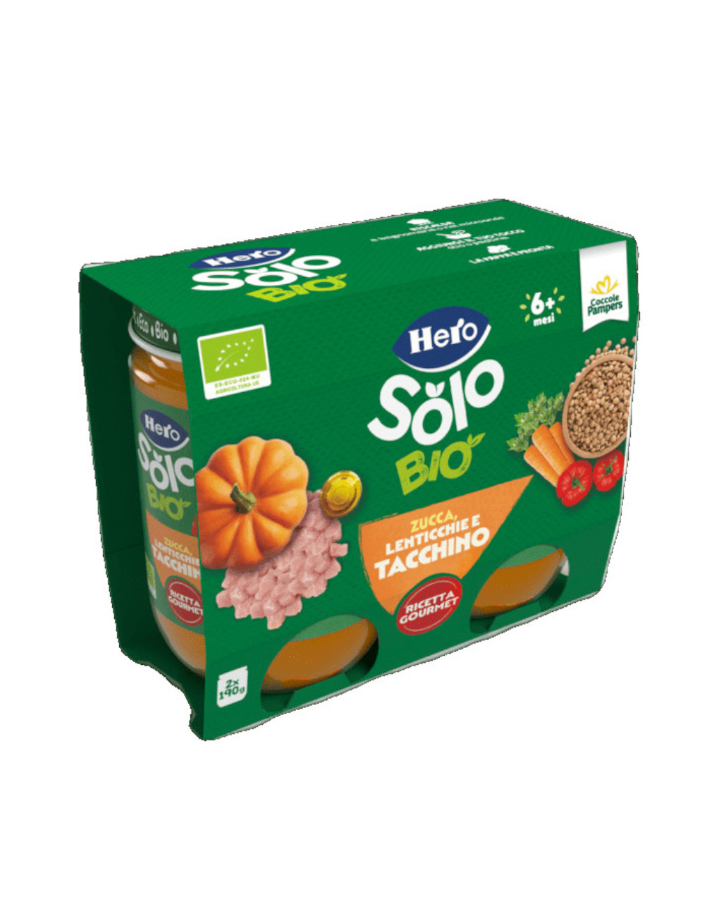 Bipacco omogeneizzato zucca lenticchie tacchino 2x190 gr - hero solo