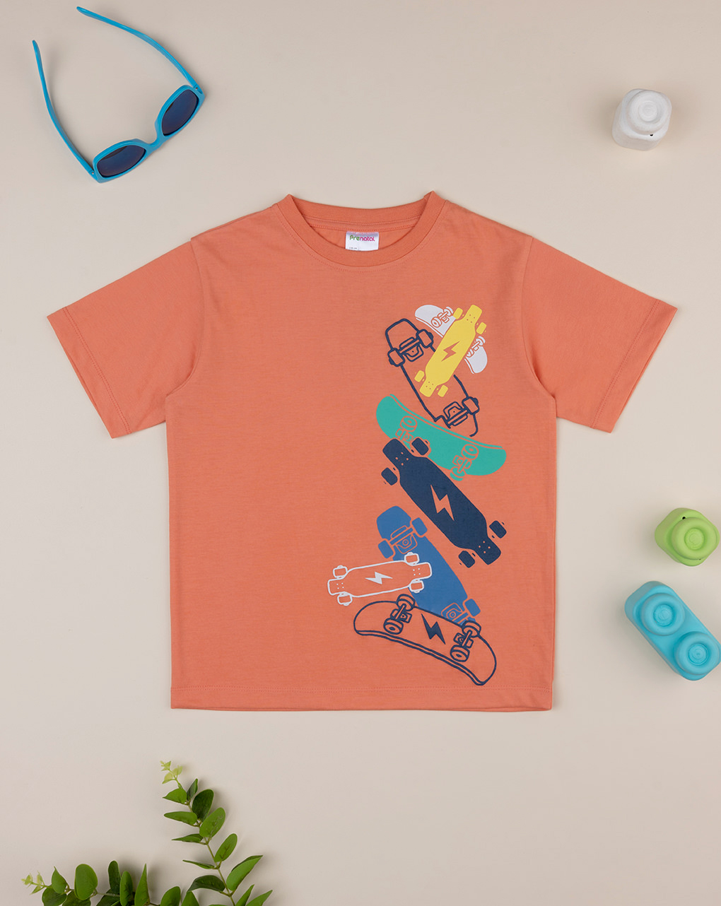 T-shirt arancione maniche corte bambino "skate"