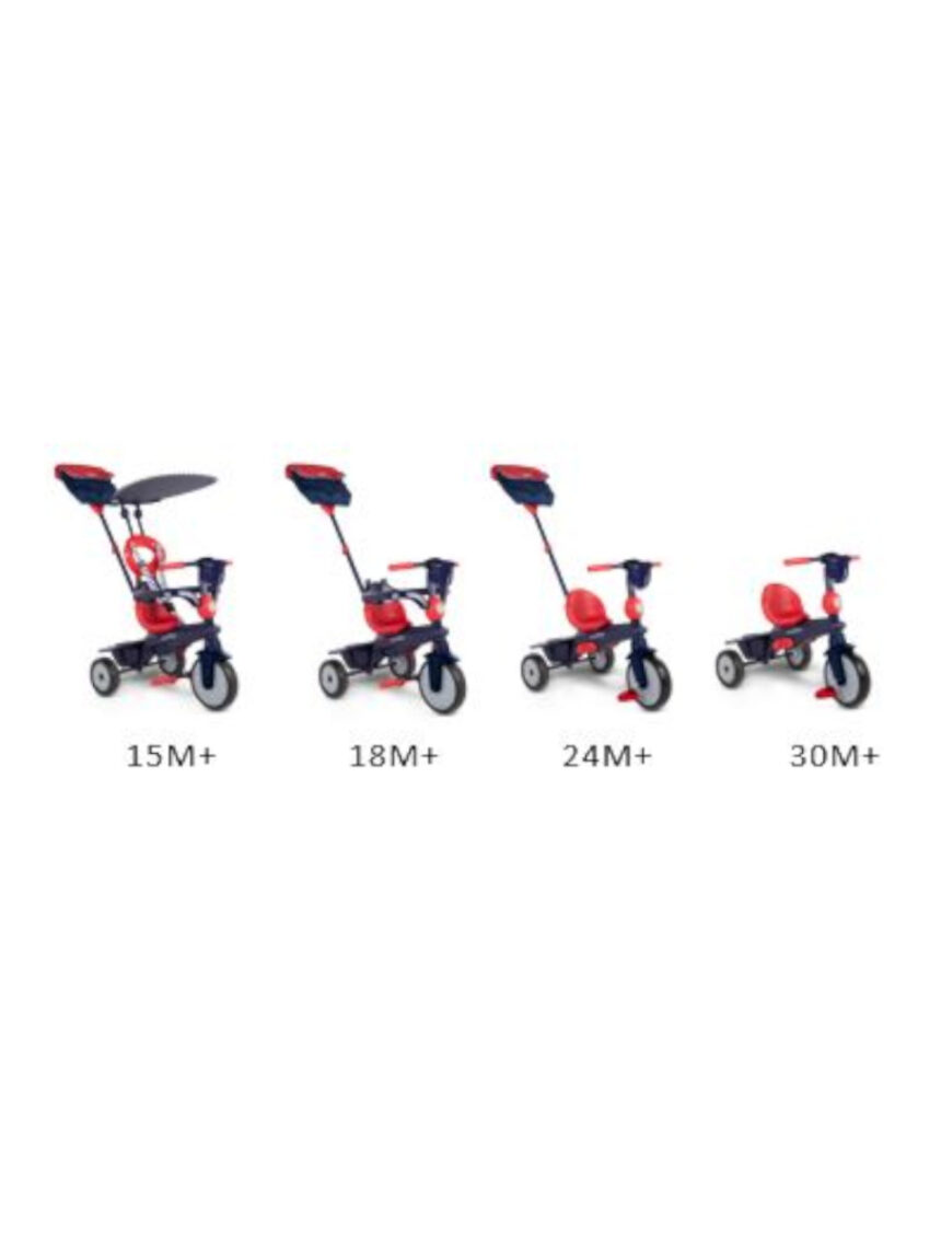 Triciclo 4 in 1 vanilla rosso e navy - smart trike - Baby Smile Original, SMART TRIKE