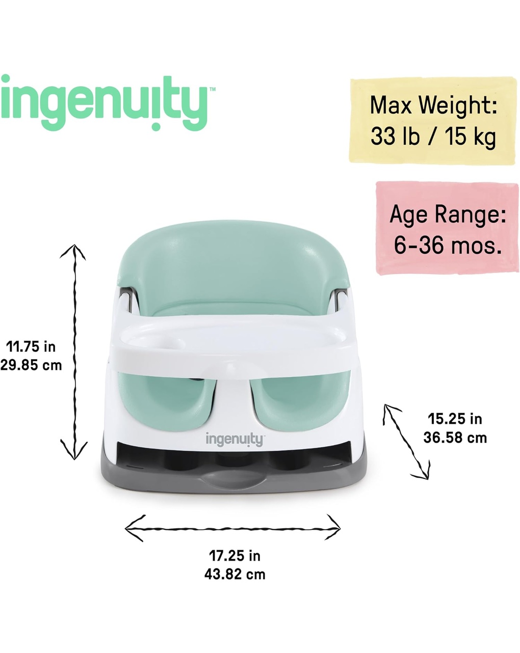 Baby base 2-in-1™ rialzo da sedia colore mist - ingenuity