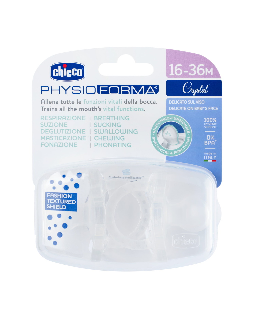 Physioforma  gommotto crystal in silicone 2 pezzi | 16-36 mesi - chicco